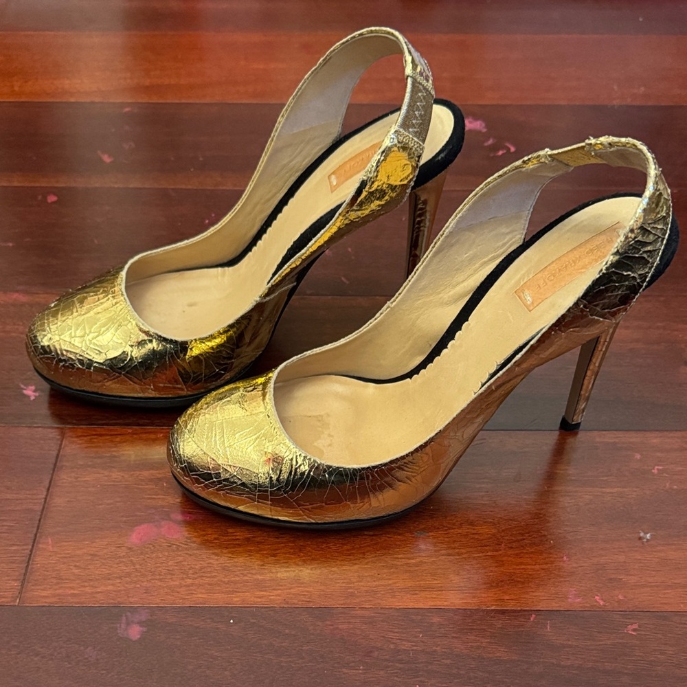 Reed Krakoff Gold Slingback Heels
